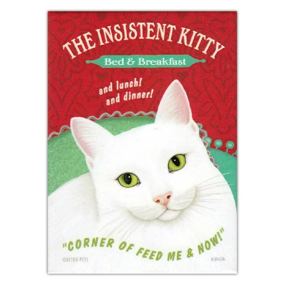Retro Pets Insistent Kitty White Cat Fridge Magnet