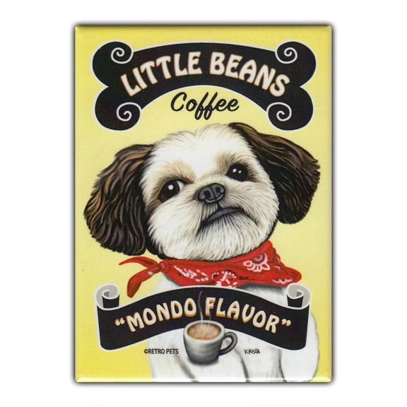Retro Pets Little Beans Coffee (Shih Tzu) Fridge Magnet