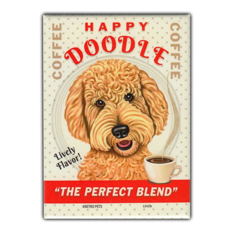 Retro Dachshund Refrigerator Magnet – Vintage Coffee Advertising Art, 2.5x3.5