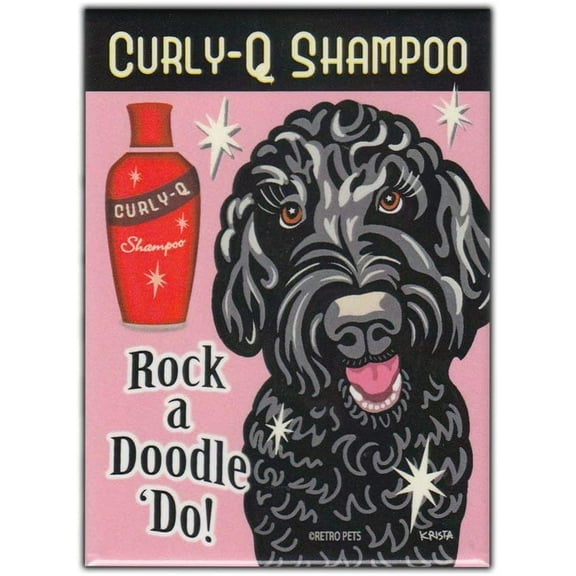 Retro Pets Rock-A-Doodle-Do Black Labradoodle Fridge Magnet