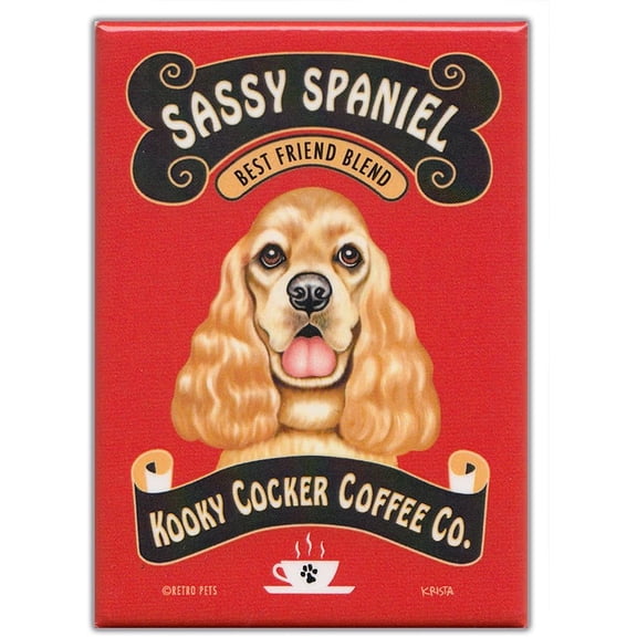 Retro Pets Sassy Spaniel (Cocker Spaniel Buff) Fridge Magnet