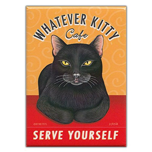 Retro Pets Whatever Kitty Black Cat Fridge Magnet