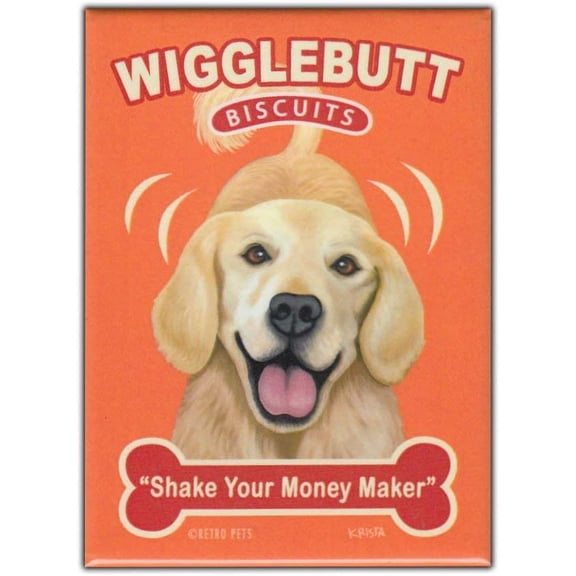 Retro Pets Wigglebutt Golden Retriever Fridge Magnet
