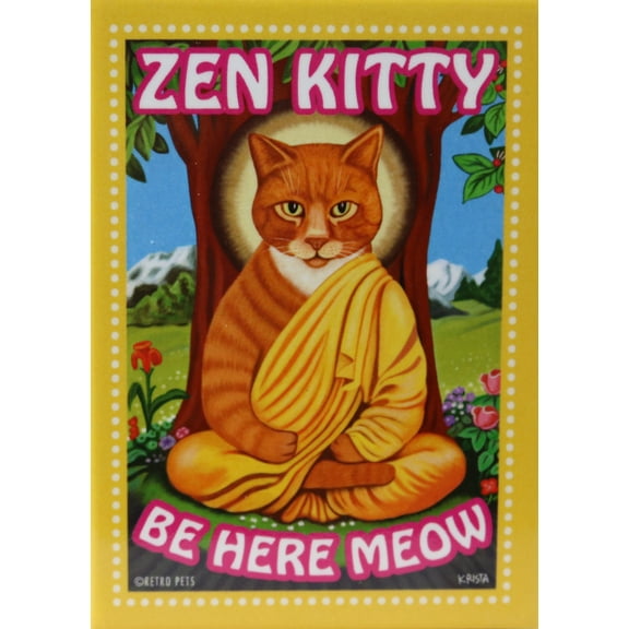 Retro Pets Zen Kitty Orange Tabby Fridge Magnet