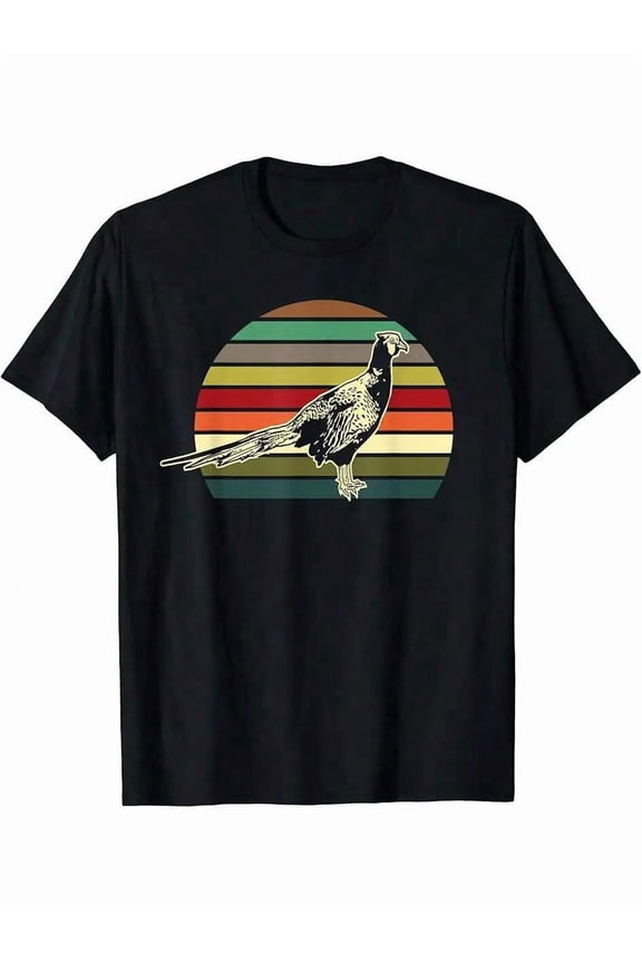 Retro Pheasant Sunset T-Shirt Vintage Bird Hunting Graphic Tee for Men and Women
