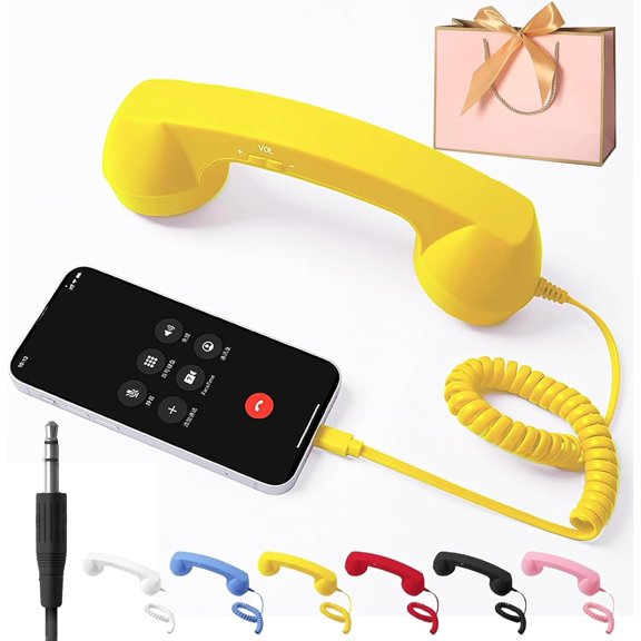 Retro Phone Handset,0.13in/Type-C Wired & USB Mobile Phone Landline Handle Receiver with Microphone & Speaker for for iPhone & Android,Comfortable Calls,Video Conferences,Meetings