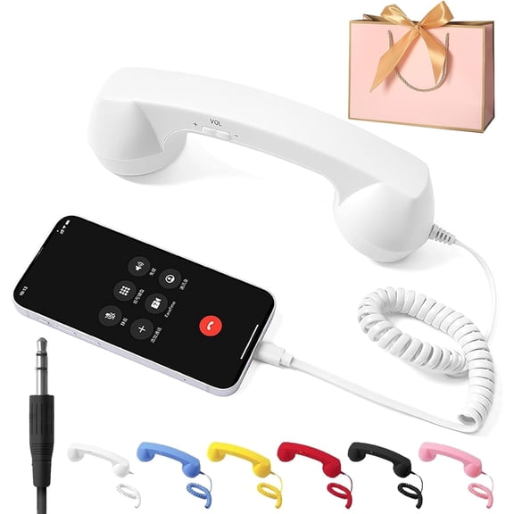 Retro Phone Handset,0.13in/Type-C Wired & USB Mobile Phone Landline Handle Receiver with Microphone & Speaker for for iPhone & Android,Comfortable Calls,Video Conferences,Meetings