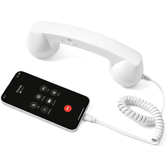 Retro Phone Handset, 2026 New Retro Phone Handset, Vintage Wired Plug in Handheld Cell Phone Receiver with Microphone(RL Type-C White 1 PC)
