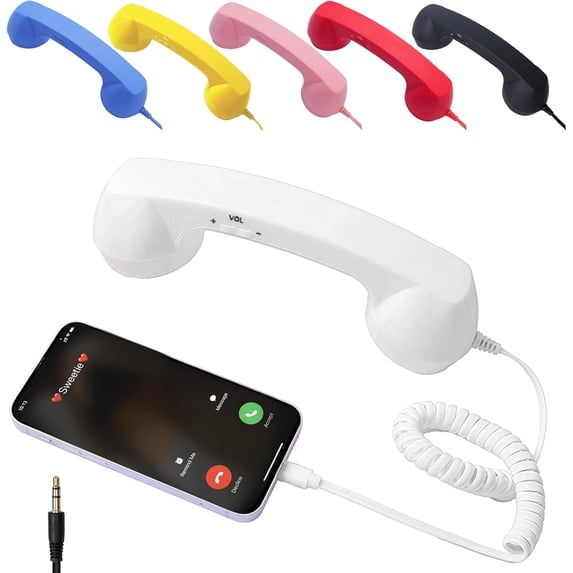 Retro Phone Handset, 2026 New Retro Phone Handset for Phone, Microphone & Speaker, for Cell Mobile Video Conferences, Calls, Meetings (Red)