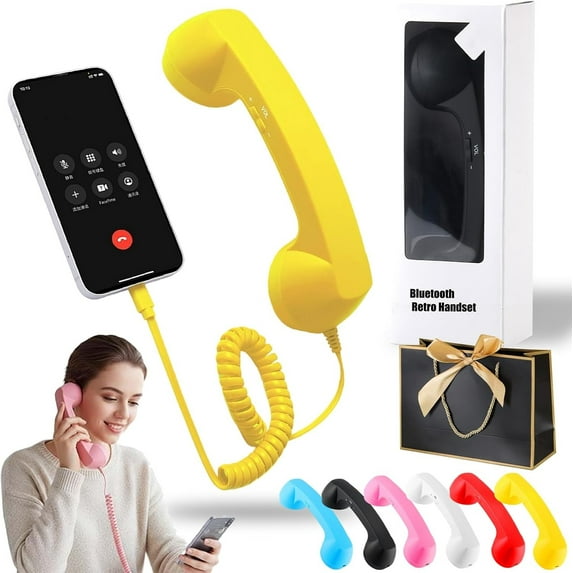 Retro Phone Handset, 2026 New Retro Phone Handset for iPhone, Type-C Retro Telephone Wired Handsets Style Landline Handle Receiver for Cell Mobile Video Conferences, Calls, Meetings