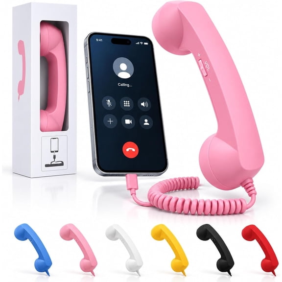 Retro Phone Handset, 2026 New Type-C/3.5mm Retro Telephone Wired, Side Volume Control, Clear Calls for Cell Mobile Video Conferences, Calls, Meetings