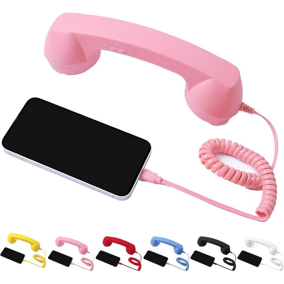 Retro Phone Handset, 2026 New Type-C Retro Telephone Style Landline Handle Receiver with Microphone Speaker, Vintage Telephone to Landline Adapter for Cell Calls, Meetings, Red