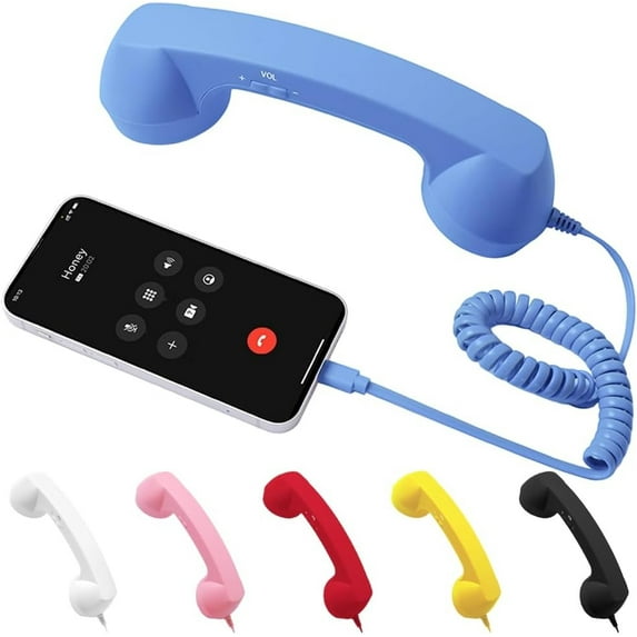 Retro Phone Handset, 3.5mm Jack Wire Cell Phone Receiver with Answer Button/Volume Keys, Handheld Old Telephone Headset for Mobile Phones/Cellphone/Smartphone