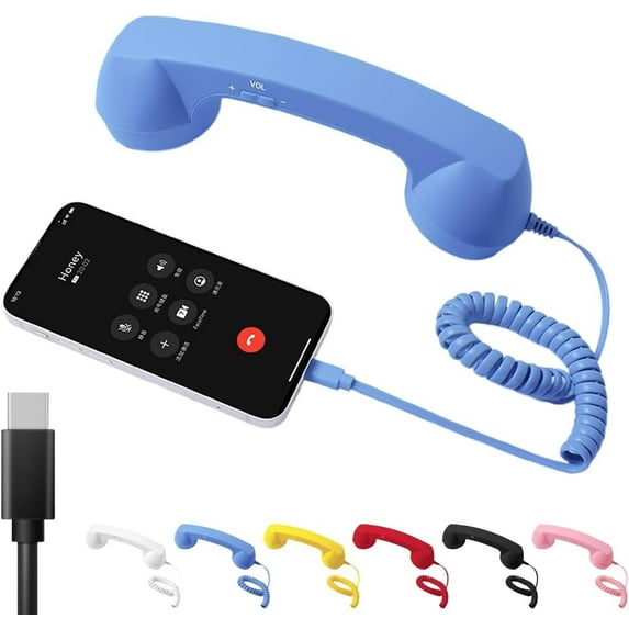 Retro Phone Handset, 3.5mm Jack Wire Cell Phone Receiver with Answer Button/Volume Keys, Handheld Old Telephone Headset for Mobile Phones/Cellphone/Smartphone