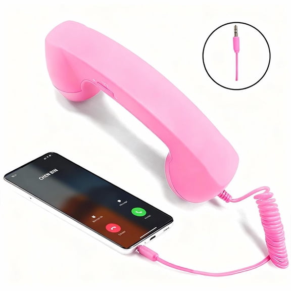 Retro Phone Handset, Cell Phone Receiver with Microphone & Speaker, Vintage Old School Telephone Handset for Mobile Phones, 90s Prop for Photos,Old- Headset for All Cell-Phones