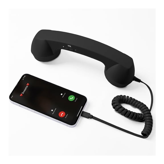 Retro Phone Handset, Hd Noise-Filtering Audio, Plug-and-Play Wired Calling, Ergonomic Nostalgic Grip, Clear Speaker & Mic, Compatible with Type-C Smartphones (Red)