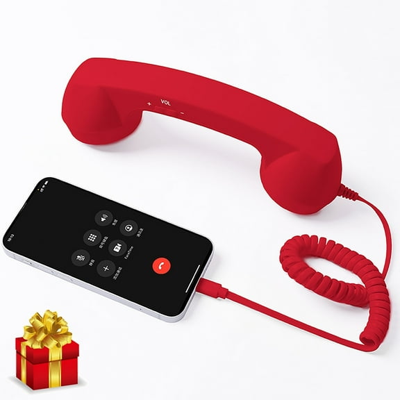 Retro Phone Handset, Phone Receiver for iPhone, Type-C Retro Telephone Wired Handset Style Landline Handle Receiver for Cell Mobile Video Conferences, Calls, Meetings