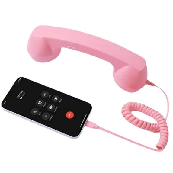 Retro Phone Handset (Pink) – Vintage Retro Telephone Handset for iPhone, Bluetooth/Type-C Port, 2026 New, Clear Comfortable Calls, Landline Handle Receiver with Mic & Speaker