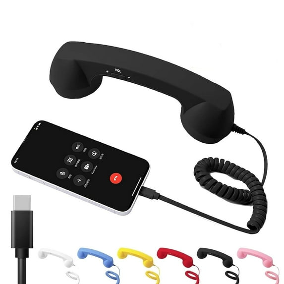 Retro Phone Handset, Retro Phone, 2026 New RetroPhone Handset, Vintage Telephone to Landline Adapter, Connect to Cell Phones, with Answer Button, Microphone Speaker - Blue