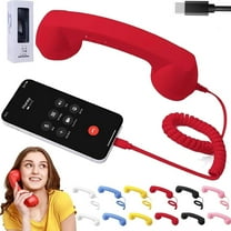 Retro Phone Handset, Retro Phone, 2026 New RetroPhone Handset, Vintage Telephone to Landline Adapter, Connect to Cell Phones, with Answer Button, Microphone Speaker - Red