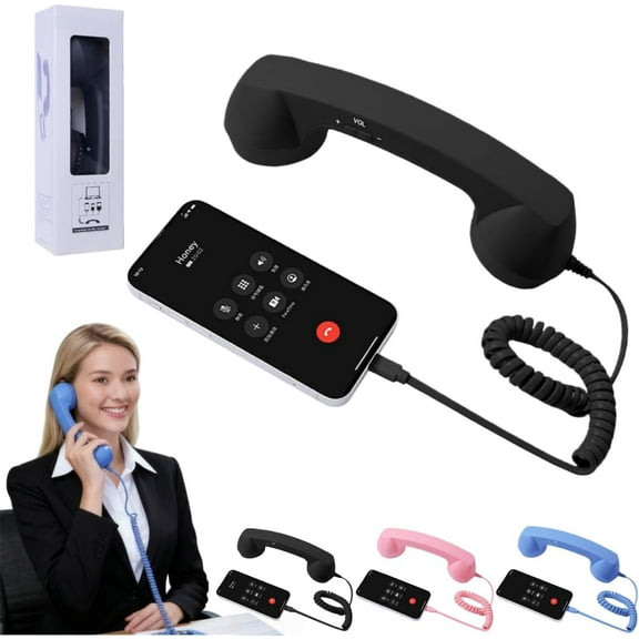 Retro Phone Handset with Type-C Plug & Smart Chip, Universal Plug and Play Compatible with Most Smartphones for Clear Hands-Free Calls, High-Fidelity Audio