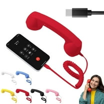 Retro Phone Handset, Type-C Retro Phone Handset for iPhone and Android, Pop Phone RetroHandset, for Cell Mobile Video Conferences, Calls, Meetings, Yellow