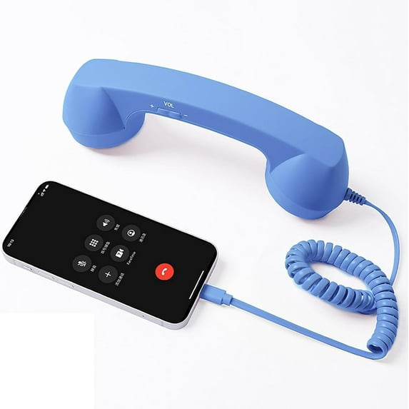 Retro Phone Handset,Wired Plug-in Vintage Phone with Microphone, Anti-radiation, Wired Phone Accessory with Volume Control, Compatible with iPhone and Android Phones, Type-C Interface