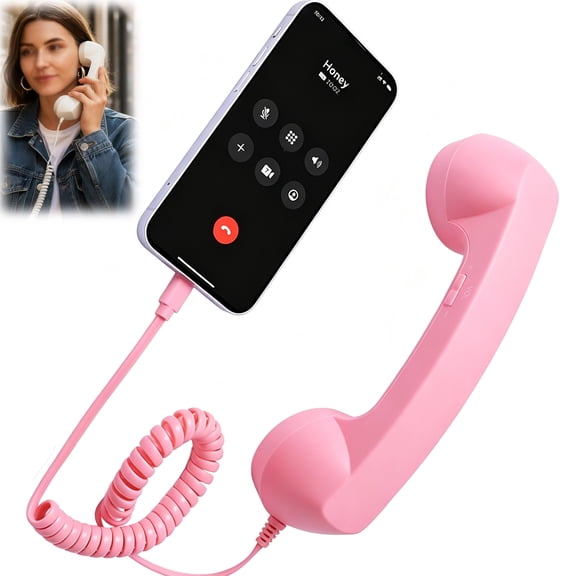 Retro Phone Handset for Iphone, Type-C/3.5mm Plug, Vintage Phone, High-Definition Noise-Canceling Audio, Plug and Play Wired Calling, Ergonomic Grip