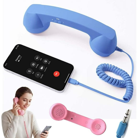 Retro Phone Handset for Smartphones, Wired Vintage Style Telephone Receiver Compatible with iPhone and Android Phones, Functional Novelty Gift Idea
