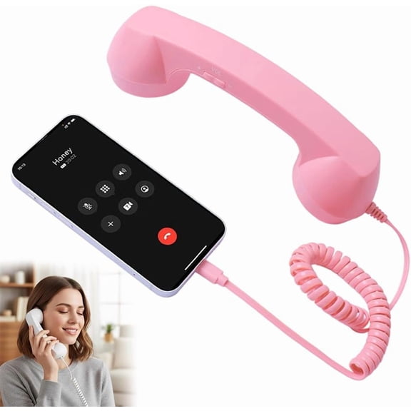 Retro Phone Handset for iPhone & Android with Type-C, Enhances Video Calls & Online Meetings, Combines Vintage Design with Clear Modern Audio