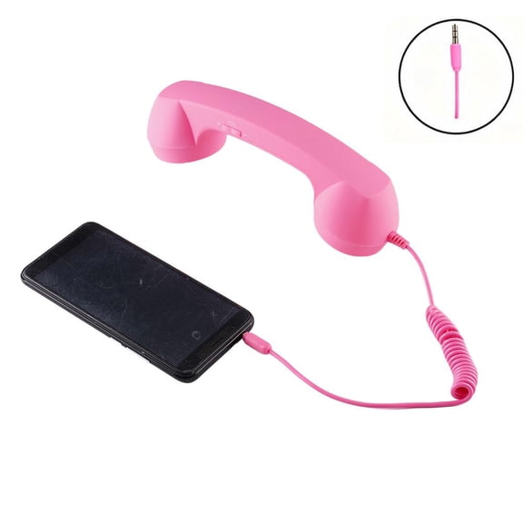 Retro Phone Handset for iPhone and Android, Type-C/3.5mm Vintage Wired Handset with Microphone, Dial Bop Phone for Calls, Meetings, Christmas Gifts