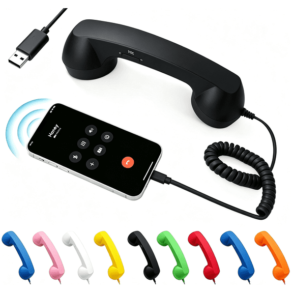 Retro Phone Handset for iPhone iPhone & Android with Type-C,Classic Telephone Receiver,Stylish Wired Headset,Clear Audio Plug & Play for Calls & Video Chats,Gift for All or Festival