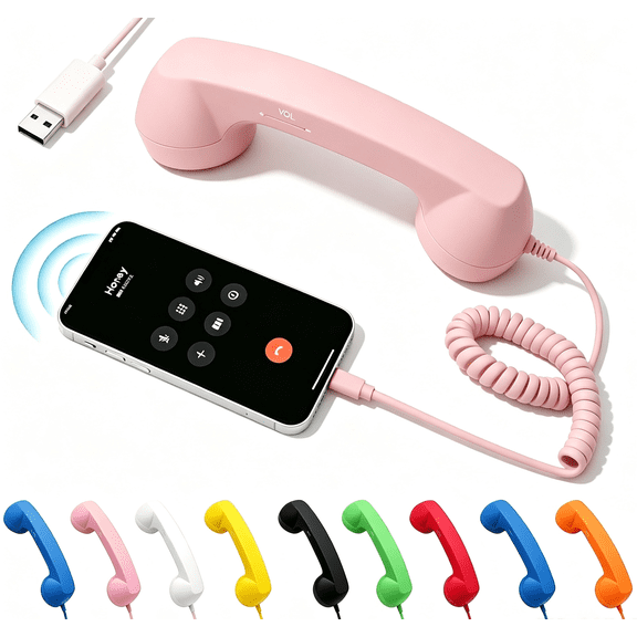 Retro Phone Handset for iPhone iPhone & Android with Type-C,Classic Telephone Receiver,Stylish Wired Headset,Clear Audio Plug & Play for Calls & Video Chats,Gift for All or Festival