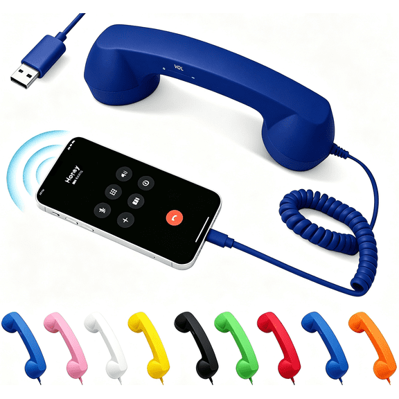 Retro Phone Handset for iPhone iPhone & Android with Type-C,Classic Telephone Receiver,Stylish Wired Headset,Clear Audio Plug & Play for Calls & Video Chats,Gift for All or Festival