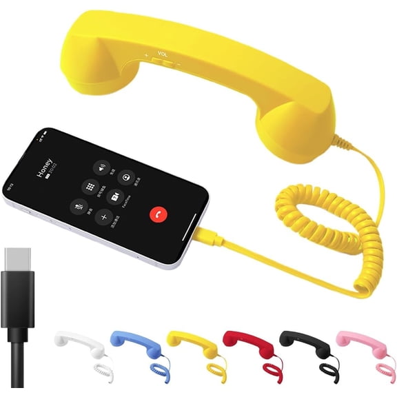 Retro Phone Handset with High-Fidelity 38mm Speaker & 111dB Sensitivity, Smart Chip for HD Calls, Durable ABS Design with Tangle-Free Cord