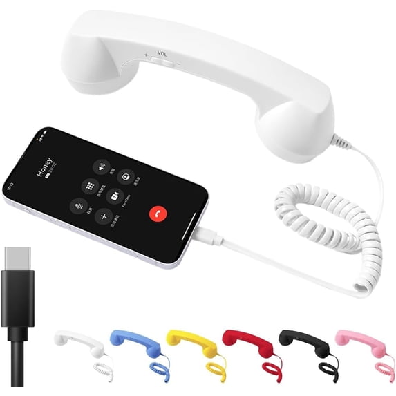Retro Phone Handset with High-Fidelity 38mm Speaker & 111dB Sensitivity, Smart Chip for HD Calls, Durable ABS Design with Tangle-Free Cord
