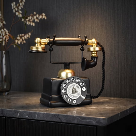Retro Phone Model Small Creative European Resin Rotary Dial Telephone,Coffee Shop,Bar,Showcase,Home Decoration Props