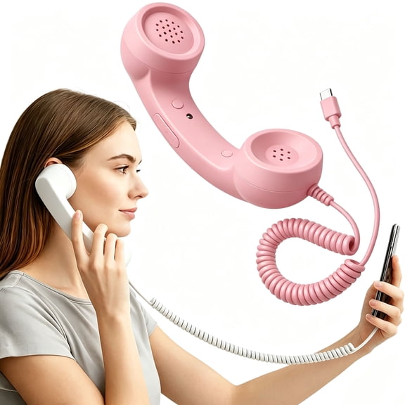 Retro Phone for Cell Phone, Vintage 90s Style Wired Phone with Built for Calls & Video Chats