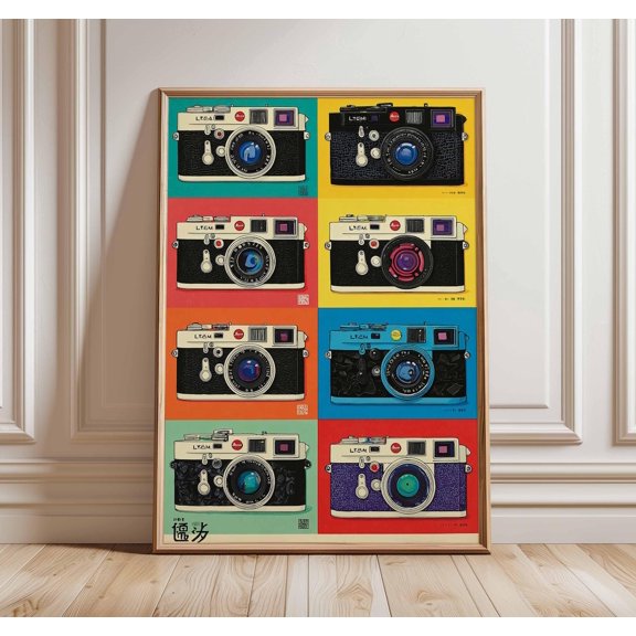 Retro Photography Camera Vintage Classic Film Photographer Artwork Decor, Unframed Paper Poster 8x10in