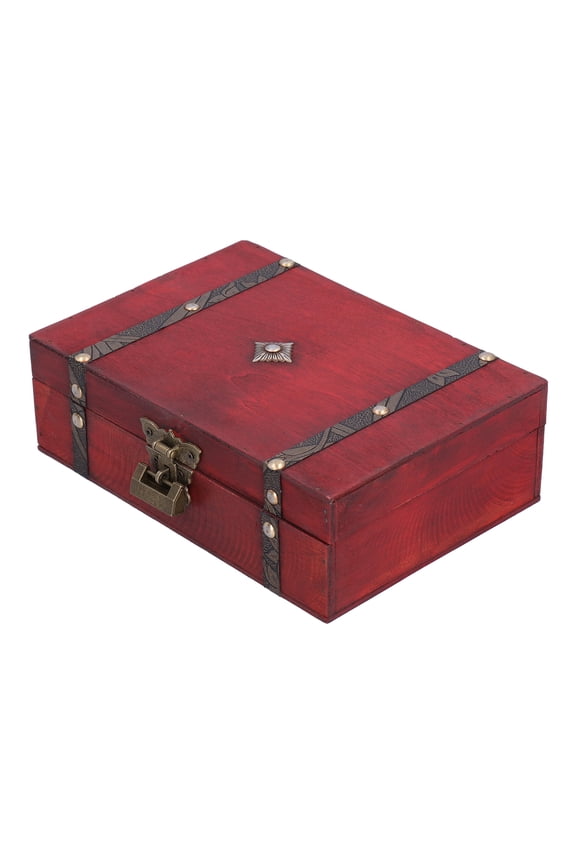 Retro Photography Shooting Props Retro Wooden Box with Lock Jewelry Storage Box Gift Box Small Decoration with Lock Suitable for Home Decoration Valentine's Day Mother's Day Treasure Box