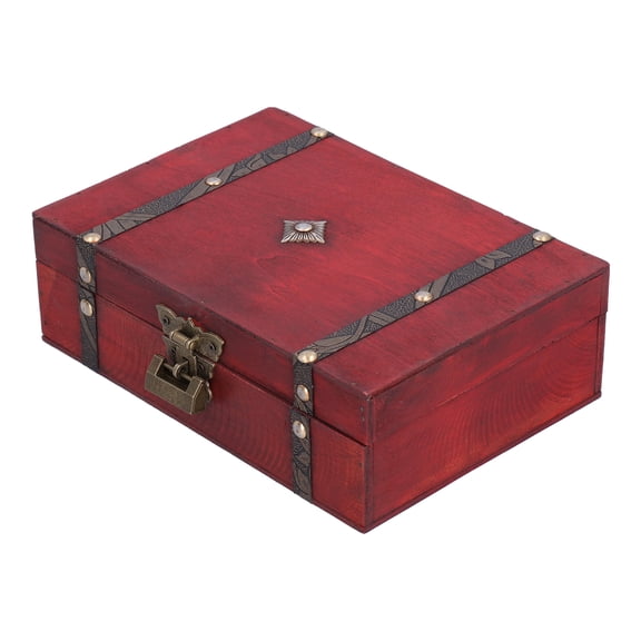 Retro Photography Shooting Props Retro Wooden Box with Lock Jewelry Storage Box Gift Box Small Decoration with Lock Suitable for Home Decoration Valentine's Day Mother's Day Treasure Box