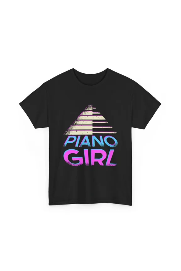 Retro Piano Girl 80s Synthwave Music Musician Instrument Keyboard Unisex T-Shirt, S-5XL