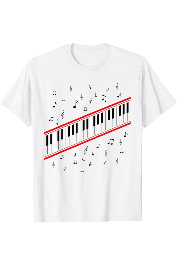 Retro Piano Keyboard Music Notes 80S Vibe T-Shirt Unisex S-5XL Hot Trending Shirt Birthday Gift