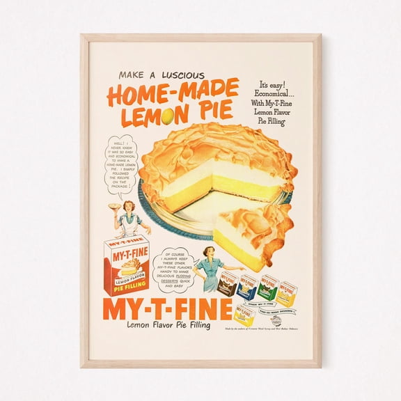 Retro Pie Ad, Vintage Cooking Ad, Mid-century Poster Classic Baking Ad Retro Kitchen Poster Vintage Kitchen Ad Atomic Age Advertisement, Poster Only