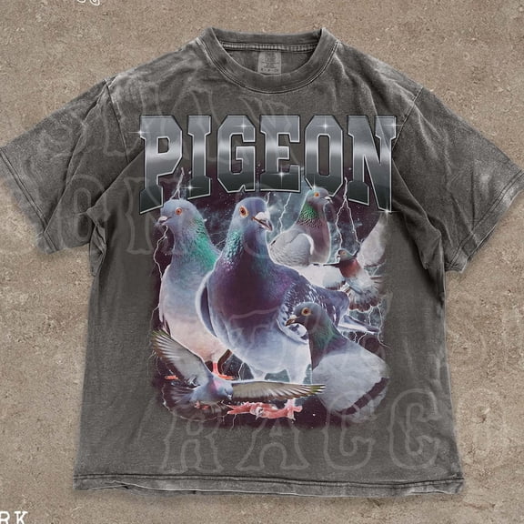 Retro Pigeon Faded Tee For Men Women, Vintage 90S Style Bootleg Rap Tee, Y2K, Wildlife Grunge Shirt, Tee DARK HEATHER Unisex S-5XL Hot Trending Shirt, Vintage Birthday Gift