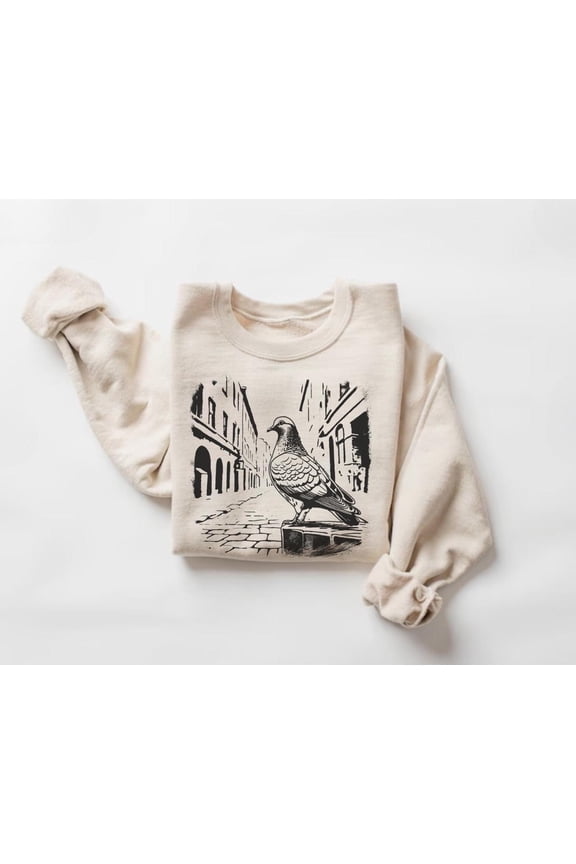 Retro Pigeon Sweatshirt, Bird Sweater, Vintage Style Animal Graphic, Urban Wildlife Pullover, Pigeon Shirt543 Tshirt All Size S-5XL
