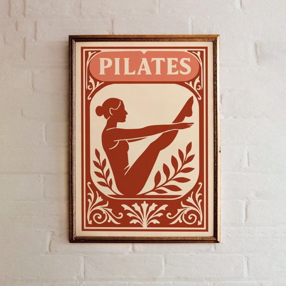 Retro Pilates Teaser Pose Unframed Paper Print