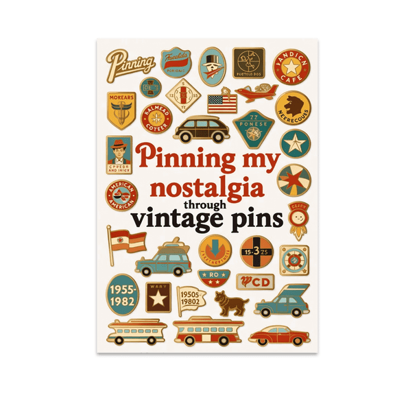 Retro Pin Art Poster - Vintage Pin Collectors - 13x19 Poster Print
