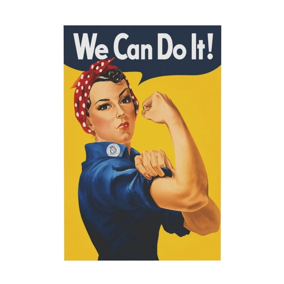 Retro Pin Up Girl We Can Do It Canvas Wall Art Vintage Style 12*18in