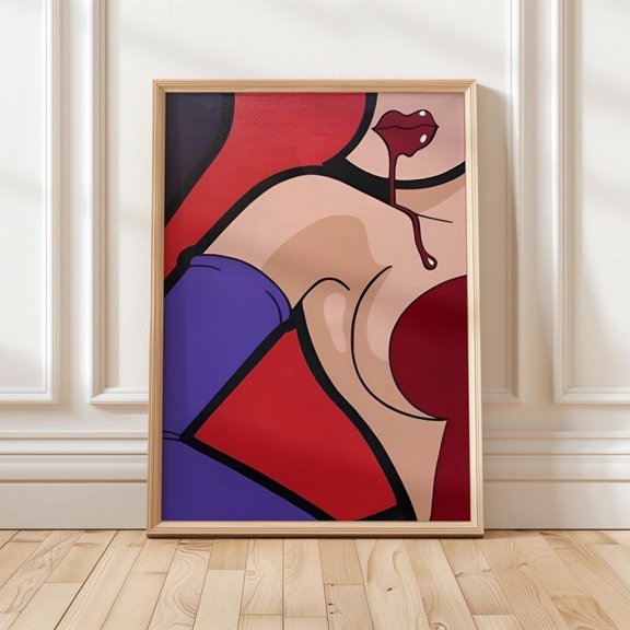 Retro Pin Up Pop Art Poster Glamorous Cartoon Illustration Vintage Femme Fatale Style Bold Wall Decor Lounge Inspired Size 24x36 Unframed Poster